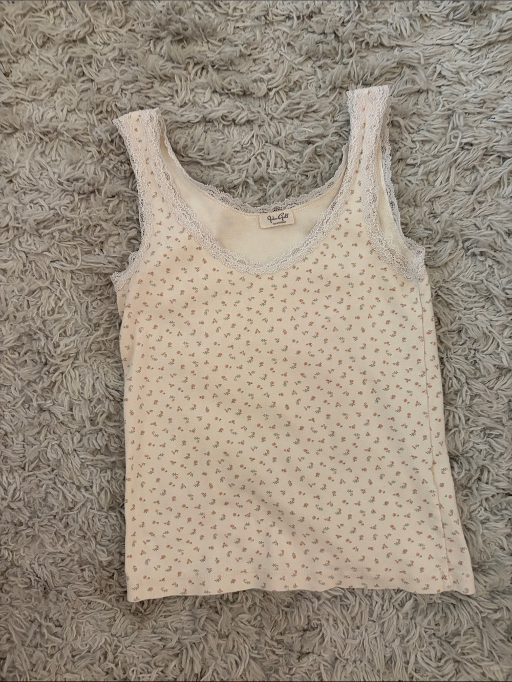 Brandy Melville Cream and Pink Floral Tank